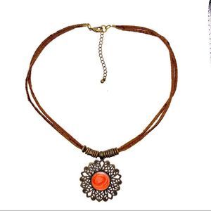 𝅺BRONZE Enameled Pendant Necklace NWOT